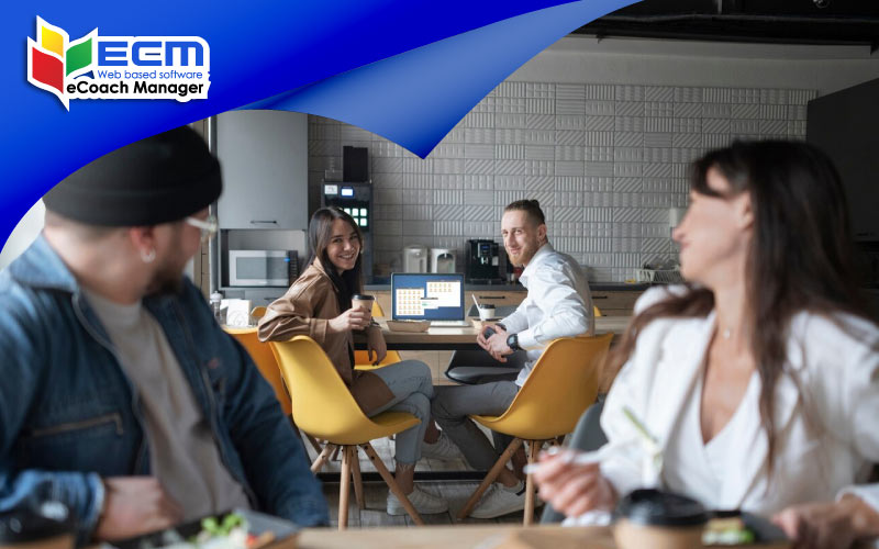 small team of back office employees having fun on their break, efficient hiring, July 2024, UK