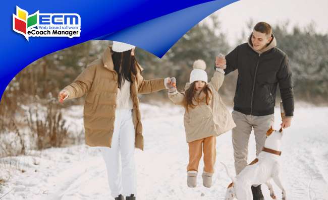 thumbnail family posing for camera in winter clothes, winter tourists, UK winter and Christmas tourism